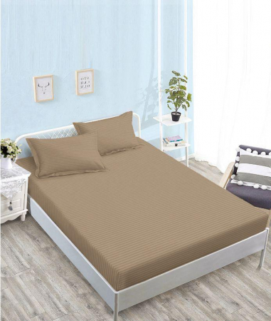 HUSE DE PAT CU ELASTIC - Husa Din Damasc Satinat 180x200cm - Bej Inchis