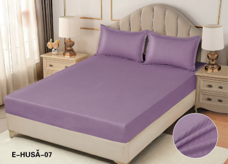 HUSE DE PAT CU ELASTIC - Husa Din Damasc Satinat 180x200cm - Mov
