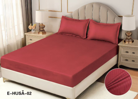 HUSE DE PAT CU ELASTIC - Husa Din Damasc Satinat 180x200cm - Rosu