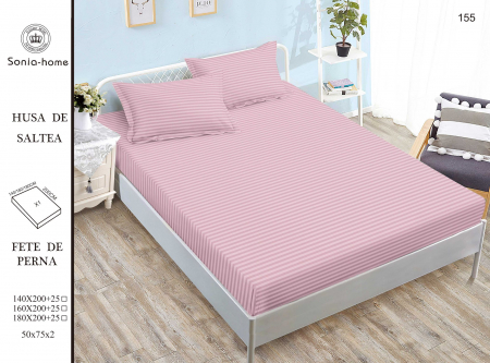 HUSE DE PAT CU ELASTIC - Husa Din Damasc Satinat 180x200cm - Roz