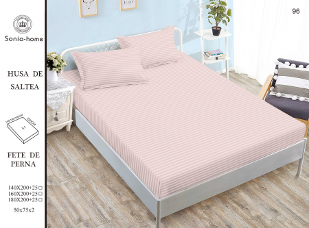 Huse De Pat Damasc - 180x200cm - Husa Din Damasc Satinat 180x200cm - Roz Baby