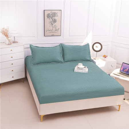 HUSE DE PAT CU ELASTIC - Husa Din Damasc Satinat Subtire 180x200cm - Bleumarin