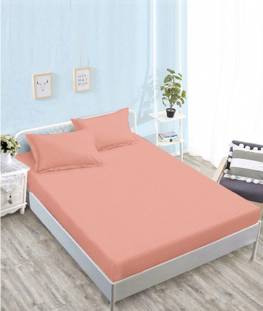 HUSE DE PAT CU ELASTIC - Husa Din Damasc Satinat 180x200cm - Roz Somon