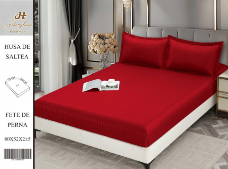 HUSE DE PAT CU ELASTIC - Husa Din Damasc Satinat 180x200cm - Bordo