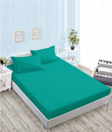 HUSE DE PAT CU ELASTIC - Husa Din Damasc Satinat 180x200cm - Verde Smarald