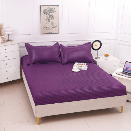 HUSE DE PAT CU ELASTIC - Husa Din Damasc Satinat Subtire 180x200cm - Mov