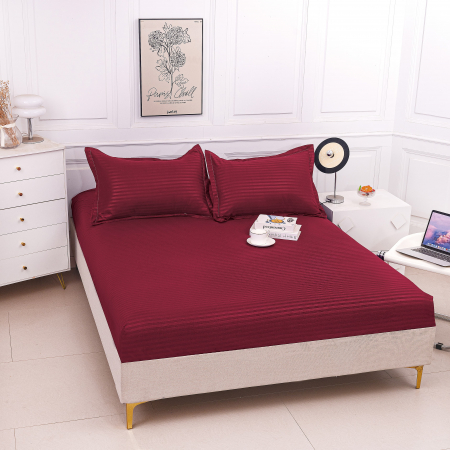 HUSE DE PAT CU ELASTIC - Husa Din Damasc Satinat Subtire 180x200cm - Bordo
