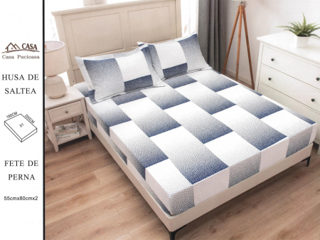 HUSE DE PAT CU ELASTIC - Husa Din Finet 180x200cm - Degrade In Tonuri De Albastru