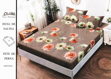 HUSE DE PAT CU ELASTIC - Husa Din Finet 180x200cm - Flori