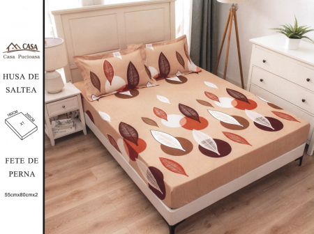 HUSE DE PAT CU ELASTIC - Husa Din Finet 180x200cm - Bej Cu Pene