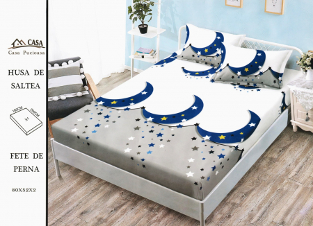 HUSE DE PAT CU ELASTIC - Husa Din Finet 180x200cm - Semiluna