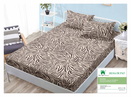 Huse De Pat Finet 140x200cm - Husa Din Finet Cu Elastic Si Fete De Perna 140x200cm - Animal Print Zebra