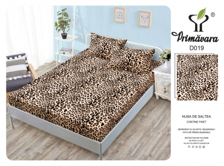 Huse De Pat Finet 160x200cm - Husa Din Finet Cu Elastic Si Fete De Perna 160X200cm - Animal Print