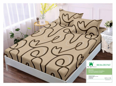 Huse De Pat Finet 160x200cm - Husa Din Finet Cu Elastic Si Fete De Perna 160x200cm - Neagra Cu Frunze Si Flori Tricotate