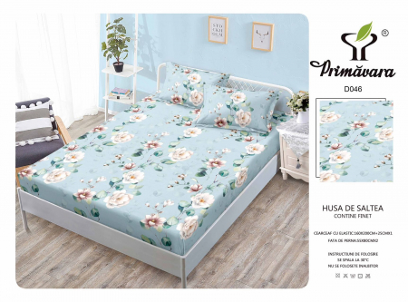 Huse De Pat Finet 160x200cm - Husa Din Finet Cu Elastic Si Fete De Perna 160X200cm - Albastru Hasurat