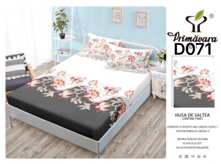 HUSE DE PAT CU ELASTIC - Husa Din Finet Cu Elastic Si Fete De Perna 160X200cm - Albastru Hasurat