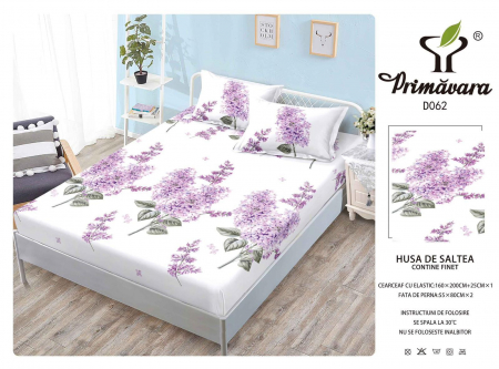 Huse De Pat Finet 160x200cm - Husa Din Finet Cu Elastic Si Fete De Perna 160X200cm - Albastru Hasurat