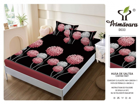 HUSE DE PAT CU ELASTIC - Husa Din Finet Cu Elastic Si Fete De Perna 160X200cm - Albastru Hasurat