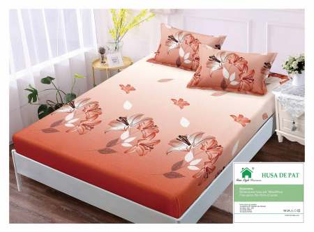 HUSE DE PAT CU ELASTIC - Husa Din Finet Cu Elastic Si Fete De Perna 160x200cm - Iris