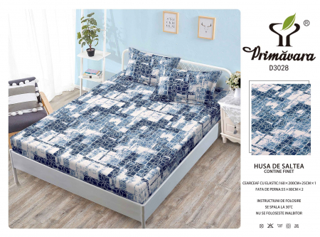 HUSE DE PAT CU ELASTIC - Husa Din Finet Cu Elastic Si Fete De Perna 160X200cm - Mozaic