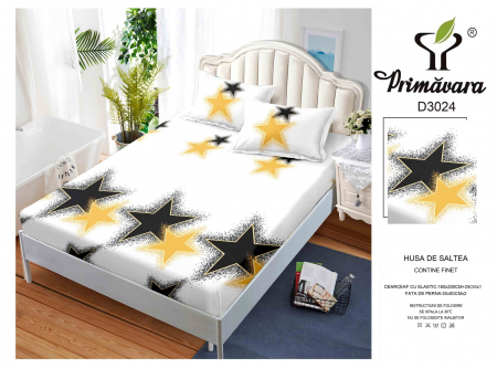 Huse De Pat Finet 160x200cm - Husa Din Finet Cu Elastic Si Fete De Perna 160X200cm - Negru Stelar