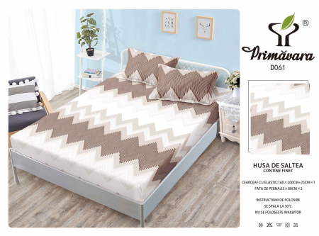 HUSE DE PAT CU ELASTIC - Husa Din Finet Cu Elastic Si Fete De Perna 160X200cm - Albastru Hasurat
