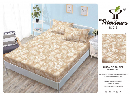 HUSE DE PAT CU ELASTIC - Husa Din Finet Cu Elastic Si Fete De Perna 160X200cm - Trandafiri