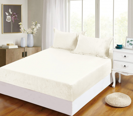 HUSE DE PAT CU ELASTIC - Husa Din Frotir 180x200cm - Crem