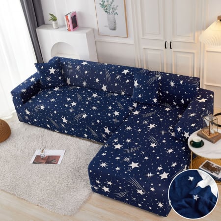 Husa Elastica Pentru Fotoliu/ Canapea/Coltar - Albastru cu Stelute HUSE CANAPELE & SCAUNE - Husa Elastica Pentru Fotoliu/ Canapea/Coltar - Albastru cu Stelute