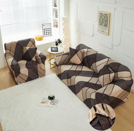 HUSE CANAPELE & SCAUNE - Husa Elastica Pentru Fotoliu/ Canapea/ Coltar - Bej Abstract