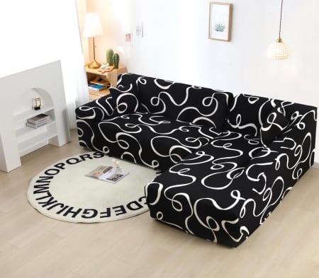 Husa Elastica Pentru Fotoliu/ Canapea/ Coltar - Black & White HUSE CANAPELE & SCAUNE - Husa Elastica Pentru Fotoliu/ Canapea/ Coltar - Black & White