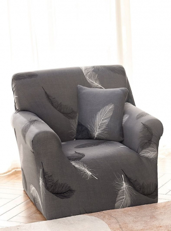 Huse Canapele Bumbac + Elastan - Husa Elastica Pentru Fotoliu/ Canapea/ Coltar - Gri Cu Pene
