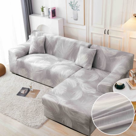 Husa Elastica Pentru Fotoliu/ Canapea/ Coltar - Gri Cu Pene HUSE CANAPELE & SCAUNE - Husa Elastica Pentru Fotoliu/ Canapea/ Coltar - Gri Cu Pene