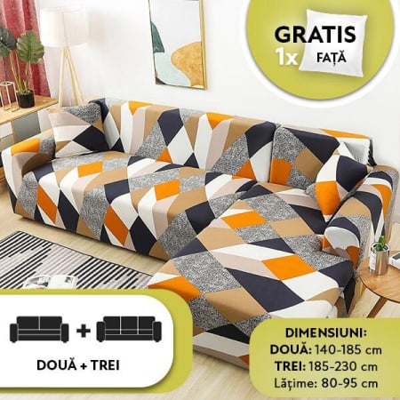 Husa Elastica Pentru Fotoliu/ Canapea/ Coltar - Romburi Multicolore HUSE CANAPELE & SCAUNE - Husa Elastica Pentru Fotoliu/ Canapea/ Coltar - Romburi Multicolore