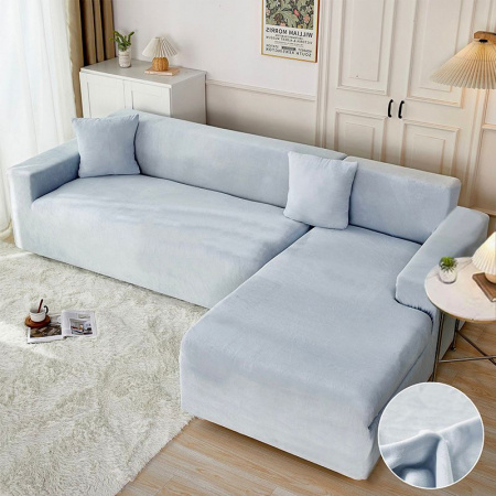 Husa Elastica Pentru Fotoliu/ Canapea/ Coltar UNI Catifea - Gri Deschis [0]