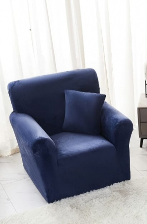 Husa Elastica Pentru Fotoliu/ Canapea/ Coltar UNI Catifea - Bleumarin HUSE CANAPELE & SCAUNE - Husa Elastica Pentru Fotoliu/ Canapea/ Coltar UNI Catifea - Bleumarin
