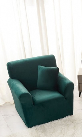 Husa Elastica Pentru Fotoliu/ Canapea/ Coltar UNI Catifea - Verde Smarald HUSE CANAPELE & SCAUNE - Husa Elastica Pentru Fotoliu/ Canapea/ Coltar UNI Catifea - Verde Smarald