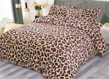 LENJERII DE PAT - Lenjerie Cocolino 4 Piese Cu Elastic - Animal Print