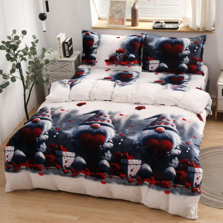LENJERII DE PAT - Lenjerie Cocolino 4 Piese Cu Elastic Craciun - Spiridusul Iubaret