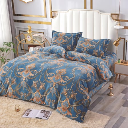LENJERII DE PAT - Lenjerie Cocolino 4 Piese Cu Elastic - Bleumarin Royal