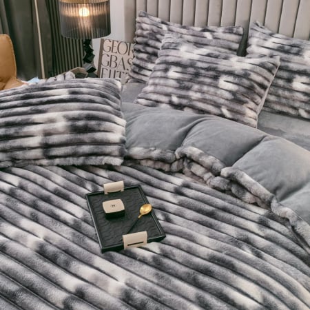 Lenjerie Cocolino 4 Piese Cu Elastic Dungi Groase - Gri Marmorat [1]