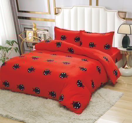 LENJERII DE PAT - Lenjerie Cocolino 4 Piese Cu Elastic - Rosu Cu Gargarite