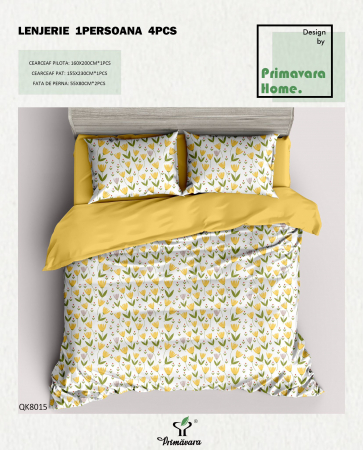 Lenjerie De Pat Bumbac 100% 1 Persoana - Lenjerie De Pat 100% Bumbac 1 Persoana - Floricele Galbene