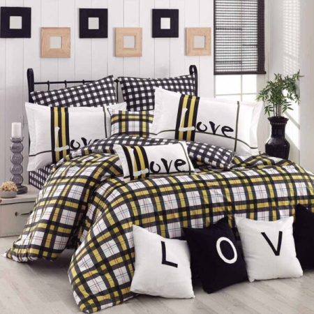 VALENTINE'S DAY ❤️ - Lenjerie De Pat Bumbac 100% Poplin 1 Persoana - Love In Carouri