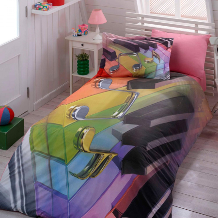 Lenjerie Bumbac 100%  - 1 Persoana - Lenjerie De Pat Bumbac 100% Poplin 1 Persoana - Micul Pianist