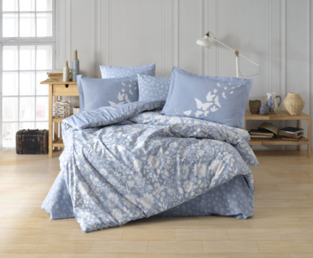 Lenjerie De Pat Bumbac 100% Poplin HOBBY - Blue Butterfly [0]