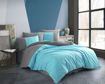 Lenjerie De Pat Bumbac 100% Poplin HOBBY - Diamond Turquoise [0]