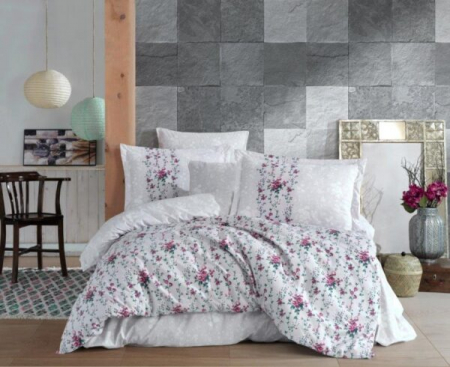 Lenjerie De Pat Bumbac 100% Poplin HOBBY - Floricele Roz [0]