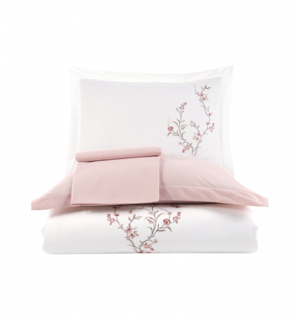 Lenjerie De Pat Bumbac 100% Poplin HOBBY Premium Cu Broderie - Floricele Brodate [1]