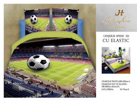 LENJERII DE PAT - Lenjerie De Pat Bumbac Satinat 3D - Minge Pe Teren De Fotbal